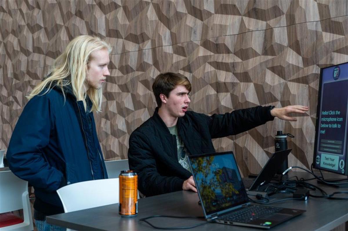 Students collaborating during a hackathon